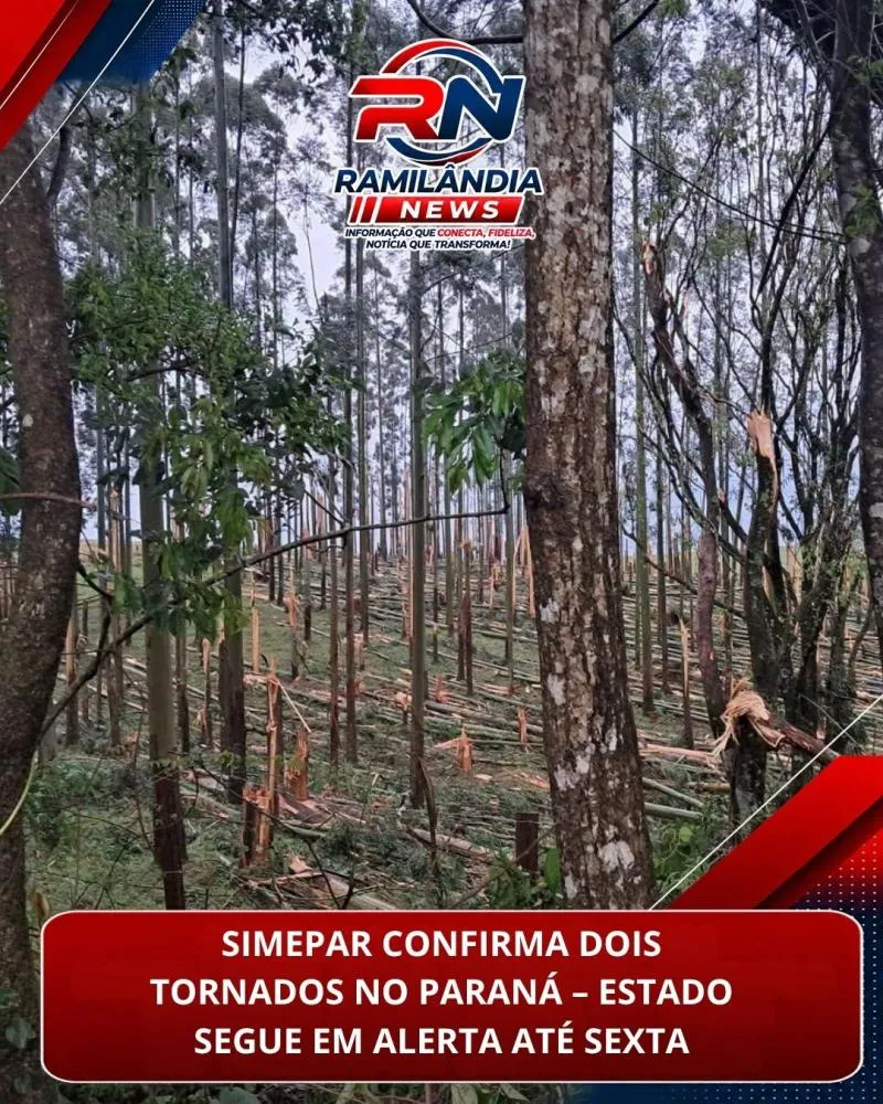 Simepar confirma tornado em Espigão Alto do Iguaçu; ventos derrubam árvores e destelham escolas
